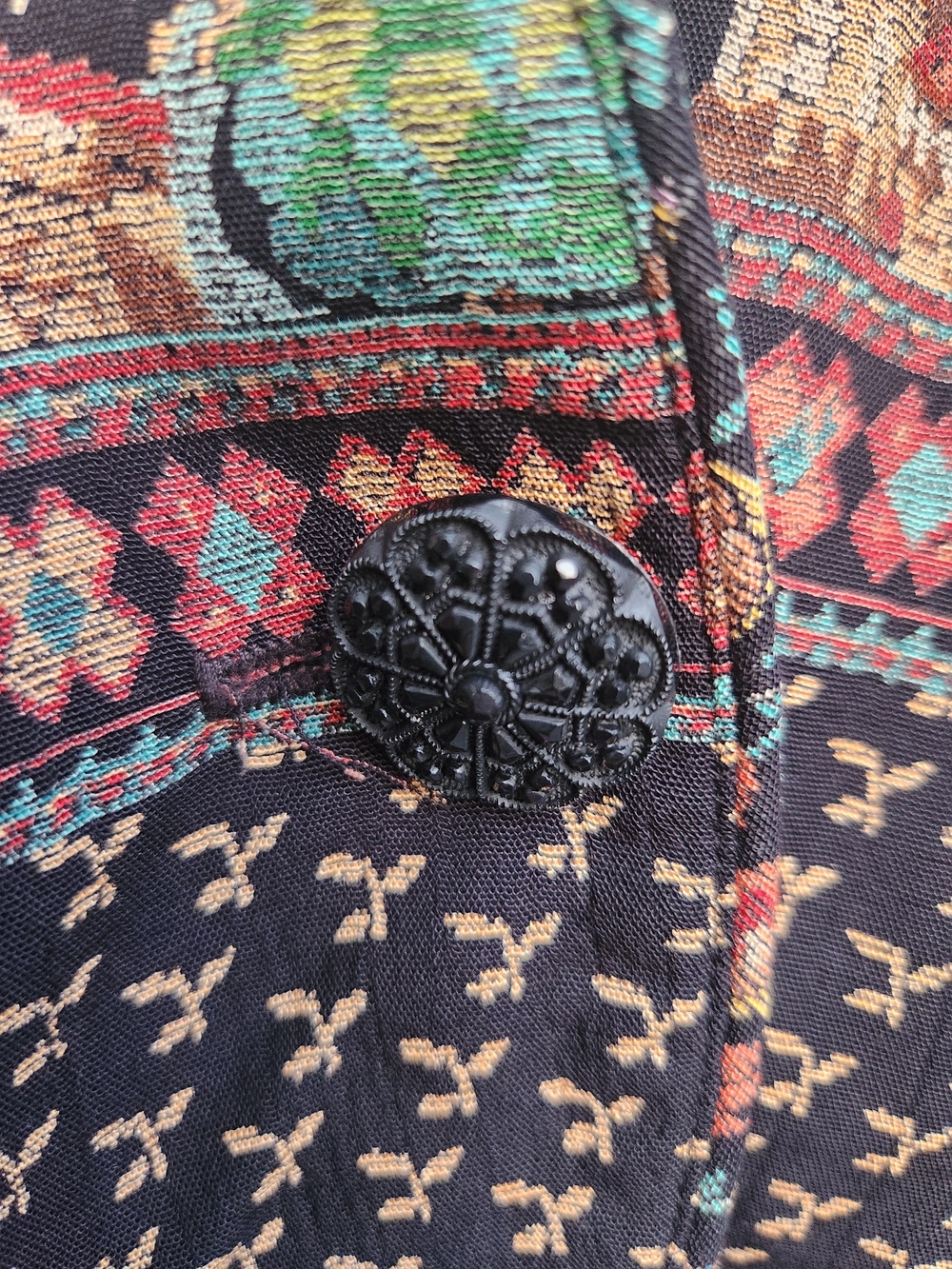 Karen Kane Black Multicolor Scenic Print Cropped Blazer - Picture 3 of 10